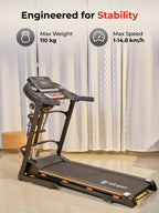 FIT KIT FT100M Treadmill 3.25HP Peak | Massager | 3-level Manual-Incline | Max Weight-110kg | Max Speed-14.8kmph
