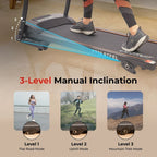 FIT KIT FT97 Steel Treadmill 2HP | 3-level Manual-Incline | Max Weight-100kg | Max Speed-12.8kmph
