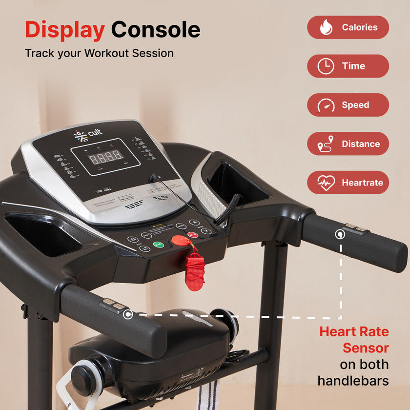 CULT RUN M3.0 Treadmill 3HP Peak | Massager | 3-level Manual-Incline | Max Weight-100kg | Max Speed-10kmph