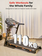 FIT KIT FT100M Treadmill 3.25HP Peak | Massager | 3-level Manual-Incline | Max Weight-110kg | Max Speed-14.8kmph