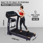 91 Durafit Sprint Pro MF Threadmill 5HP Peak | Massager| Hydraulic Foldable| 25-Level Auto-Incline | Max user-140kg | Max Speed-16kmph | Black
