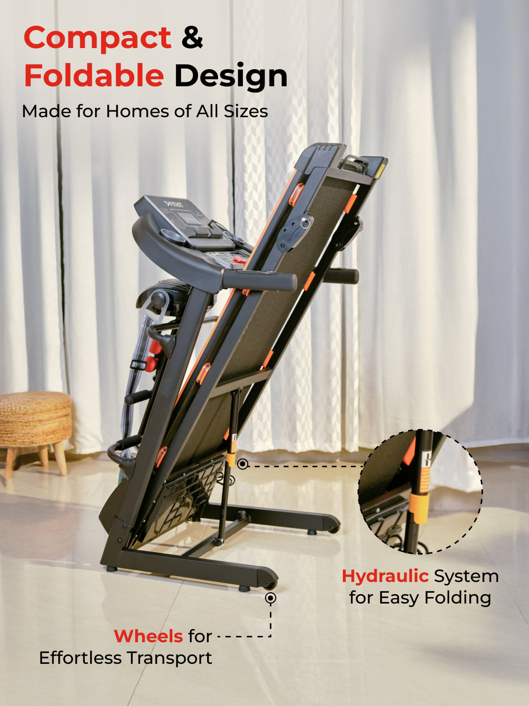 FIT KIT FT100M Treadmill 3.25HP Peak | Massager | 3-level Manual-Incline | Max Weight-110kg | Max Speed-14.8kmph