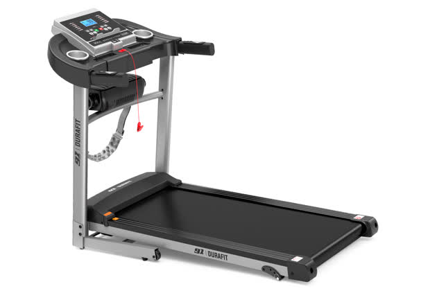 91 Durafit Strong MF Threadmill 4.5HP Peak | Massager | 3-Level Manual-Incline | Max Weight-120Kg | Max Speed-14kmph