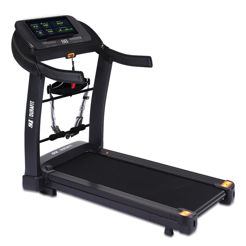 91 Durafit Sprint Pro MF Threadmill 5HP Peak | Massager| Hydraulic Foldable| 25-Level Auto-Incline | Max user-140kg | Max Speed-16kmph | Black