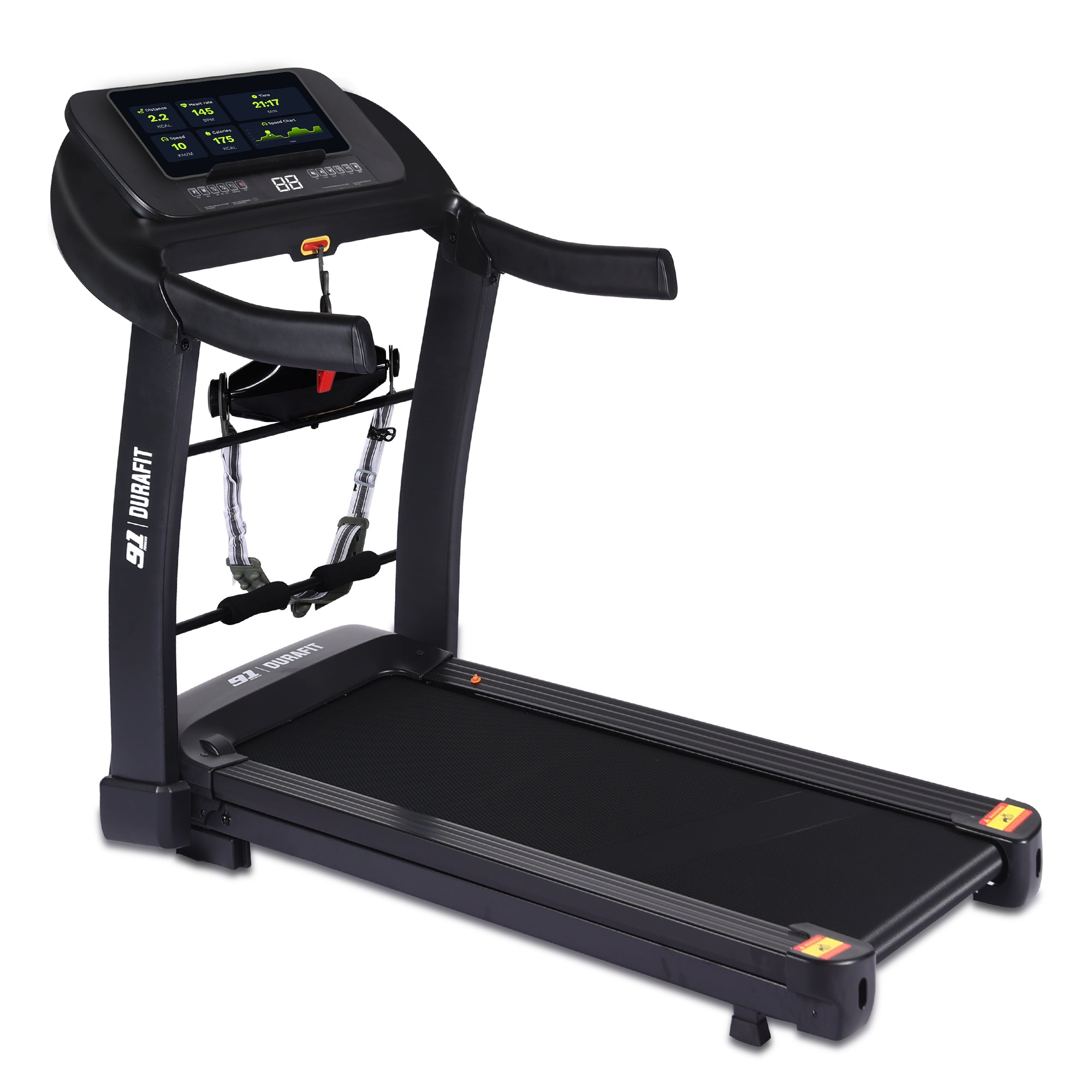91 Durafit Sprint Pro MF Threadmill 5HP Peak | Massager| Hydraulic Foldable| 25-Level Auto-Incline | Max user-140kg | Max Speed-16kmph | Black