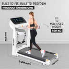 91 Durafit Sprint Pro MF Threadmill 5HP Peak | Massager| Hydraulic Foldable| 25-Level Auto-Incline | Max user-140kg | Max Speed-16kmph | White