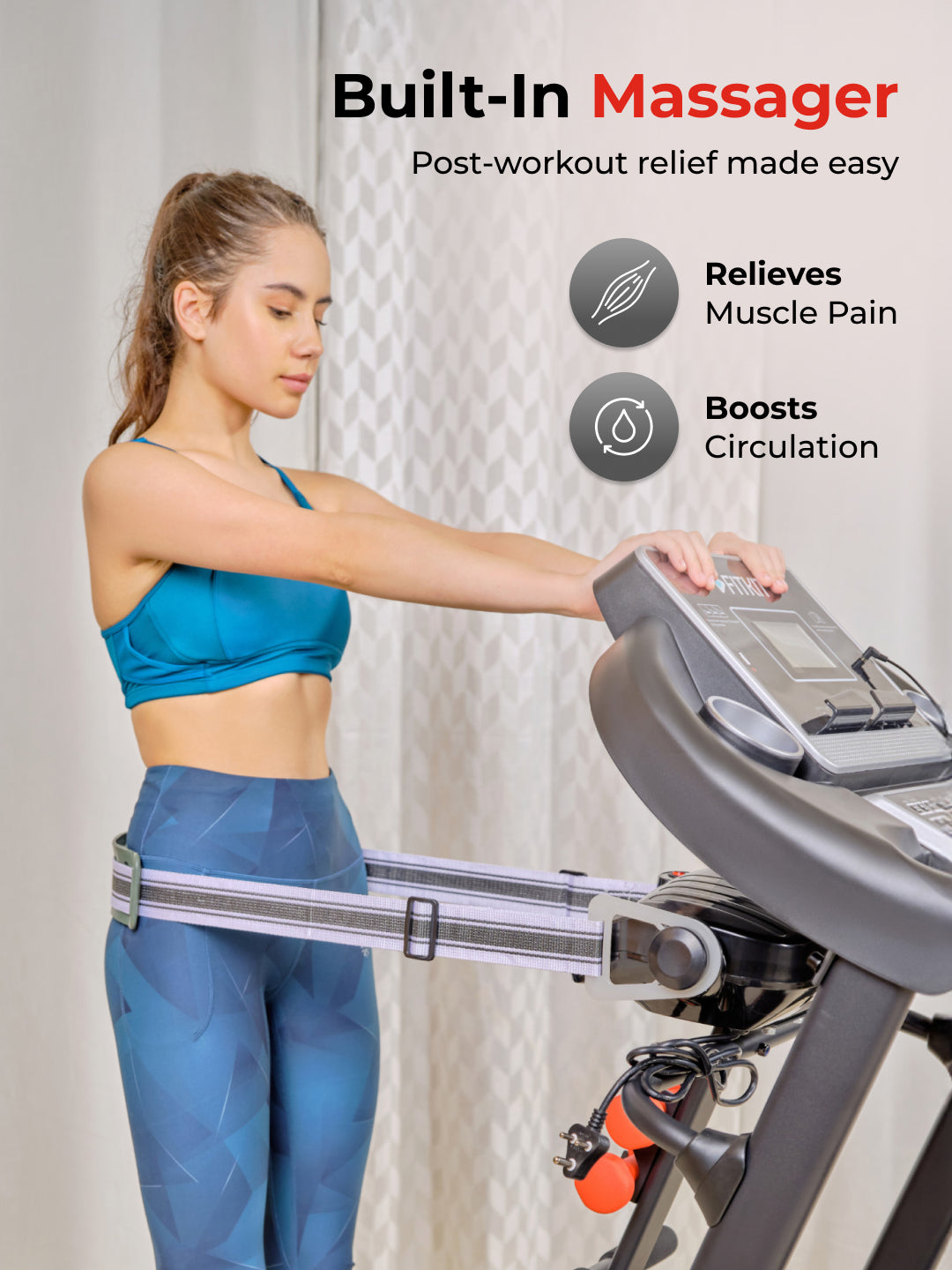 FIT KIT FT100M Treadmill 3.25HP Peak | Massager | 3-level Manual-Incline | Max Weight-110kg | Max Speed-14.8kmph