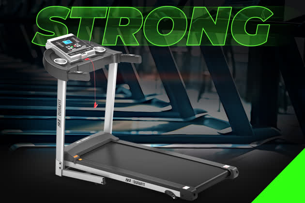 91 Durafit Strong SF Threadmill 4.5HP Peak | 3-Level Manual-Incline | Max Weight-120Kg | Max Speed-14kmph