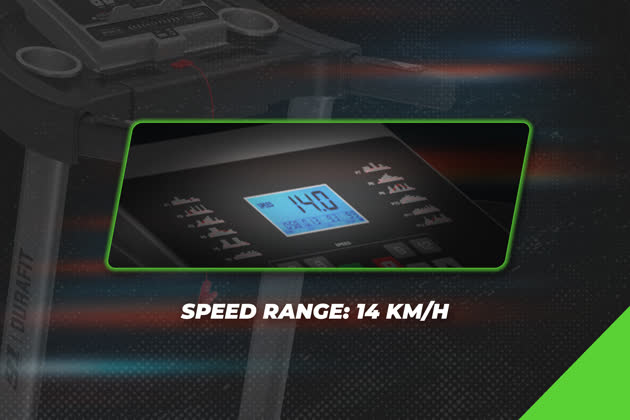 91 Durafit Strong MF Threadmill 4.5HP Peak | Massager | 3-Level Manual-Incline | Max Weight-120Kg | Max Speed-14kmph